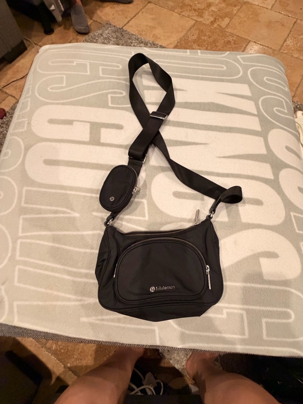 lululemon athletica Black Crossbody Belt Bag with Detachable Pouch